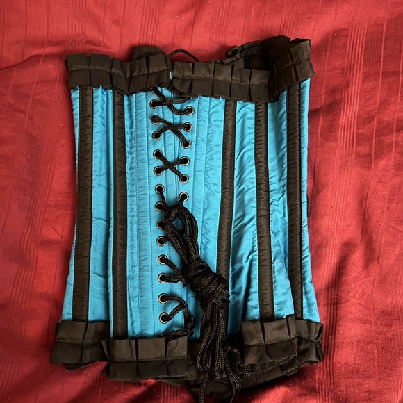 Teal Burleska over-bust corset with steel boning - Picture 2 of 5
